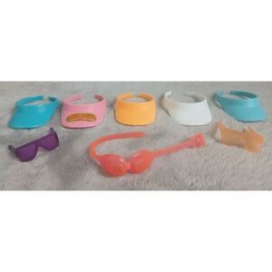 Vintage Barbie Doll Accessory Lot 5 Visors 3 Sunglasses Goggles California Pink